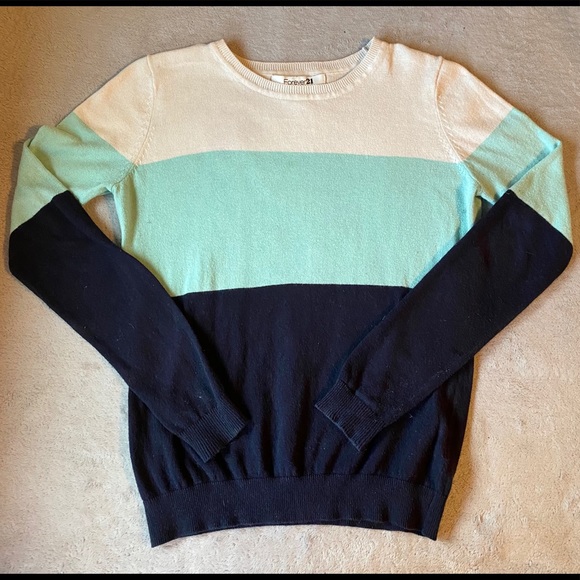 Long Sleeve White/Green/Navy Blue - Picture 1 of 2